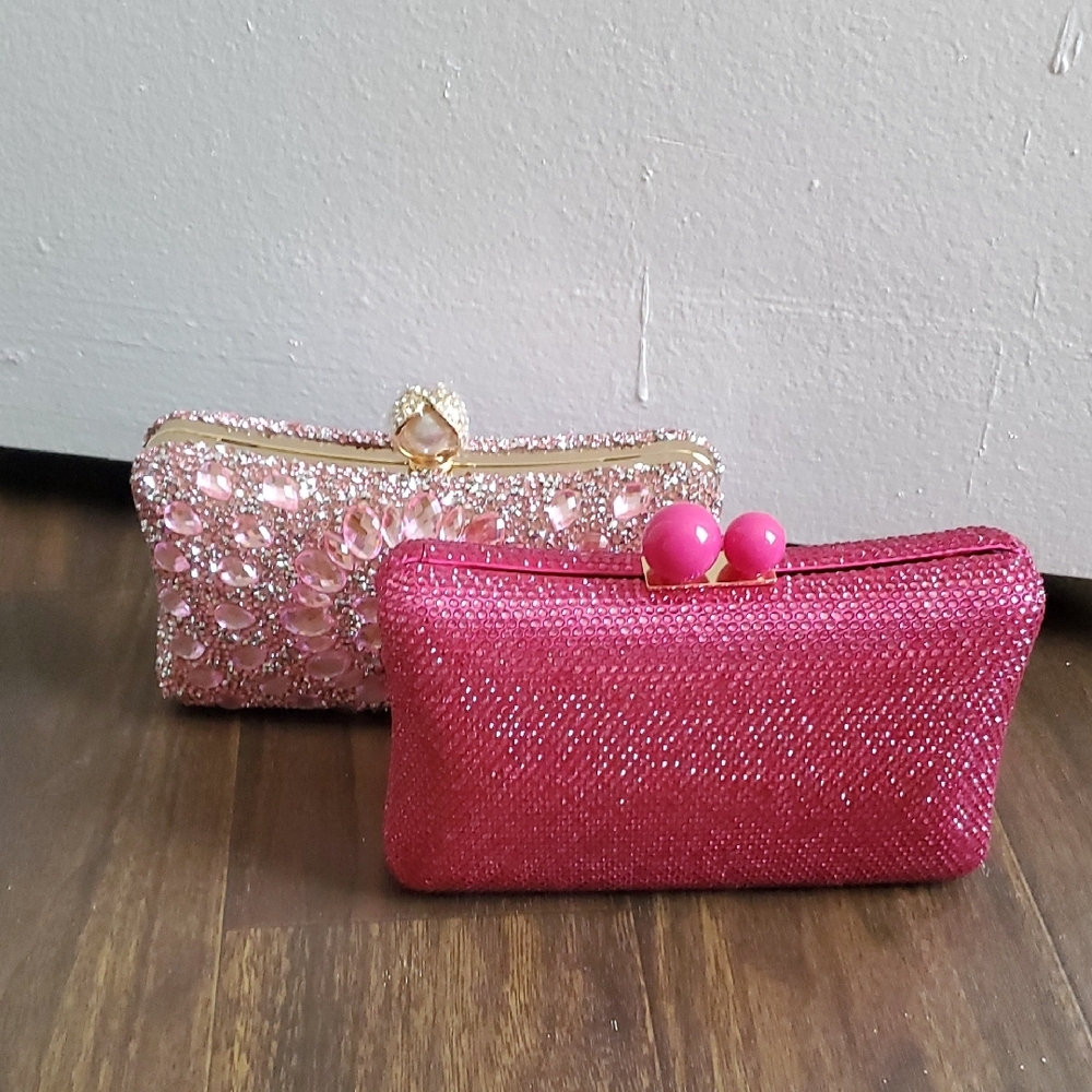 Elegant Pink and Gold Clutch Set